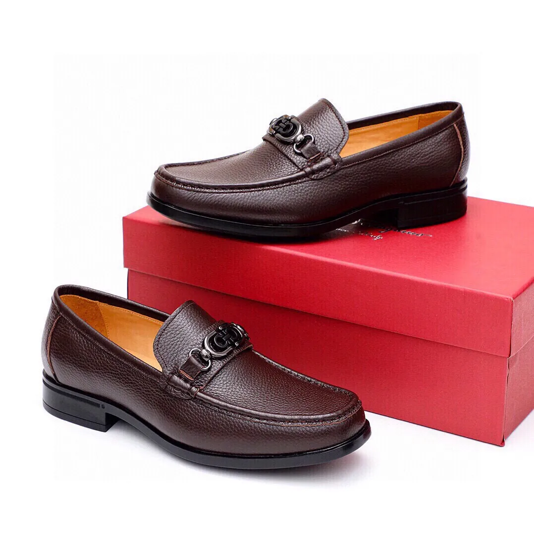 Men's shoes 💰520 💐[Ferragamo/Ferragamo] New 🐲Ferragamo* Ferragamo classic formal leather shoes! It uses imported first-layer pebbled cowhide leather upper + luxurious hardware buckle, and the inner first-layer comfortable cowhide leather lining! Original rubber outsole! Code number 38-44 (45🉑️customized)
